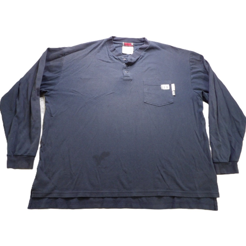 Wolverine Fire Zero FR Henley Shirt Men XXL Navy Flame Resistant Base Layer CAT2